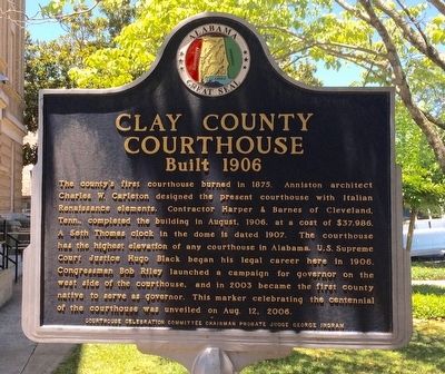 Clay County Courthouse Marker (Side 2) image. Click for full size.