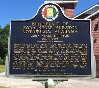 Birthplace of Zora Neale Hurston Marker (Side 1) image. Click for full size.