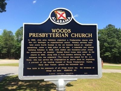Woods Presbyterian Church Marker. Click for full size. Woods Presbyterian Church Marker image. Click for full size.