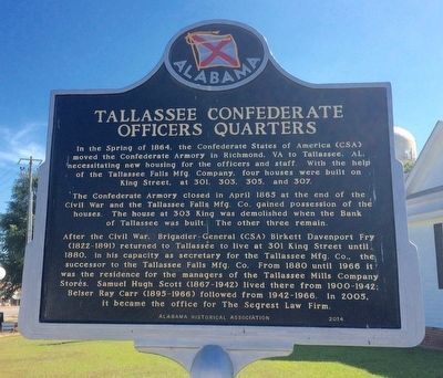 Tallassee Confederate Officers Quarters Marker (Side 2) image. Click for full size.