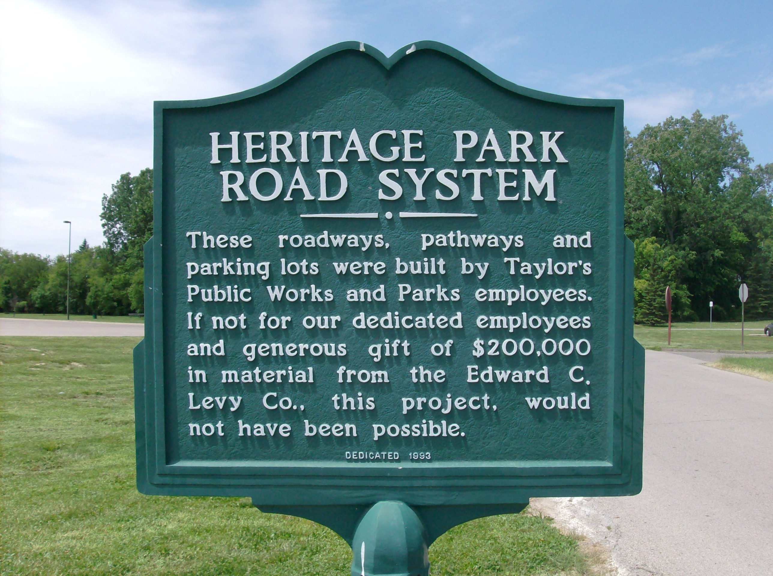 Heritage Park Road System Marker
