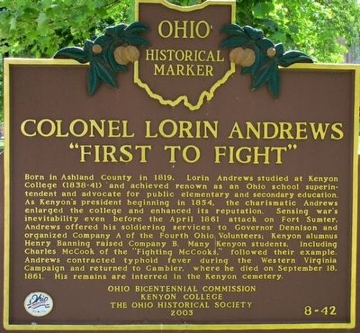 Colonel Lorin Andrews Marker image. Click for full size.