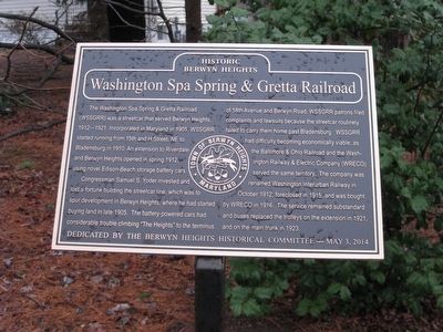 Washington, Spa Spring & Gretta Railroad Marker image. Click for full size.