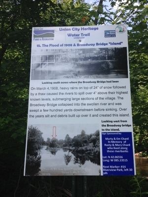 The Flood of 1908 & Broadway Bridge Island Marker image. Click for more information.