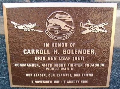 Carroll H. Bolender, Brig Gen USAF (Ret) Marker image. Click for full size.