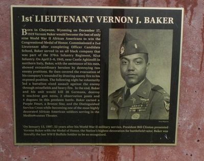 1st Lieutenant Vernon J. Baker Marker image. Click for full size.