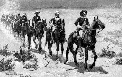 Marching in the Desert with the Buffalo Soldiers by Frederic Remington image. Click for full size.