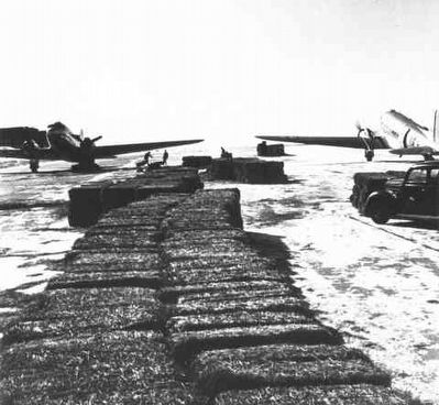 Bales were sometimes dropped on the range near stranded cattle.. Click for full size. Bales were sometimes dropped on the range near stranded cattle. image. Click for full size.