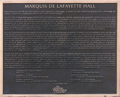 Marquis de Lafayette Hall Marker image. Click for full size.