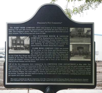 Cheyenne's Early Fire Companies Marker image. Click for full size.