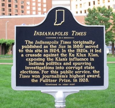 Indianapolis Times Marker image. Click for full size.