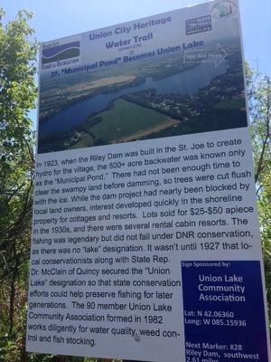 "Municipal Pond" Becomes Union Lake Marker image. Click for more information.
