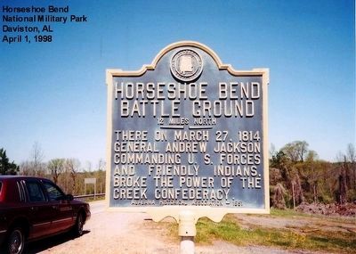 Horseshoe Bend Battle Ground marker-12 miles south of NMP image. Click for full size.