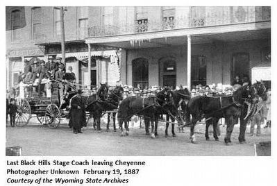 Last Black Hills Stagecoach leaving Cheyenne. Click for full size. Last Black Hills Stagecoach leaving Cheyenne image. Click for full size.
