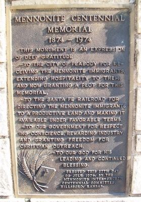 Mennonite Centennial Memorial Marker. Click for full size. Mennonite Centennial Memorial Marker image. Click for full size.