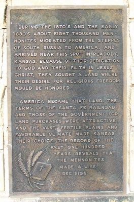 Mennonite Centennial Memorial Marker. Click for full size. Mennonite Centennial Memorial Marker image. Click for full size.