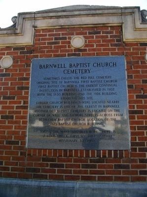 Barnwell Baptist Church Cemetery Marker image. Click for full size.