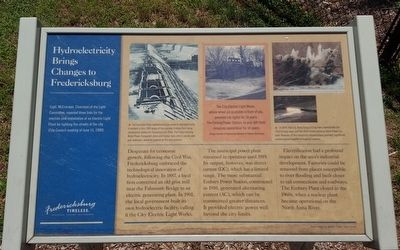 Hydroelectricity Brings Changes to Fredericksburg Marker. Click for full size. Hydroelectricity Brings Changes to Fredericksburg Marker image. Click for full size.