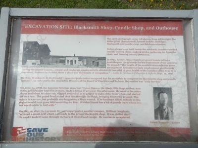 Excavation Site: Blacksmith Shop, Candle Shop, and Outhouse Marker. Click for full size. Excavation Site: Blacksmith Shop, Candle Shop, and Outhouse Marker image. Click for full size.