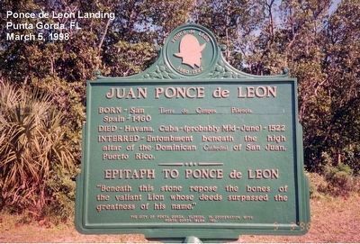 Juan Ponce de Leon Marker image. Click for full size.