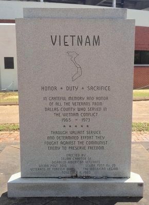 Dallas County Vietnam Memorial Marker (Front). Click for full size. Dallas County Vietnam Memorial Marker (Front) image. Click for full size.