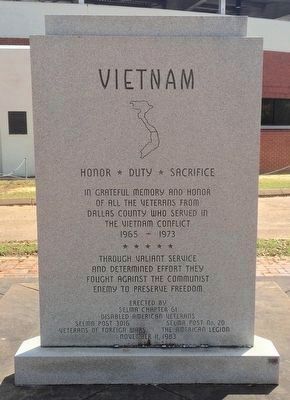 Dallas County Vietnam Memorial Marker (Front) image. Click for full size.