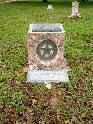 Hallettsville Marker and grave of Margaret Hallett. image. Click for full size.