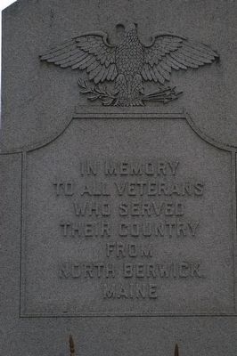 North Berwick Veterans Memorial Marker Front Inscription image. Click for full size.