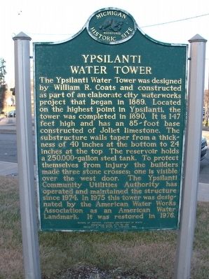 Ypsilanti Water Tower Marker - Side 1 image. Click for full size.
