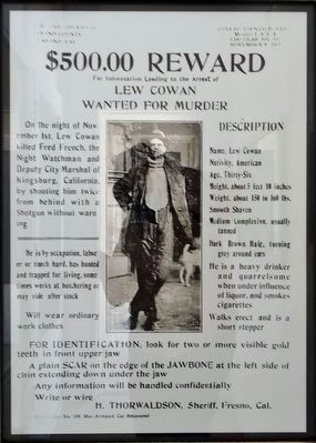 $500.00 Reward Poster for Lew Cowan image. Click for full size.