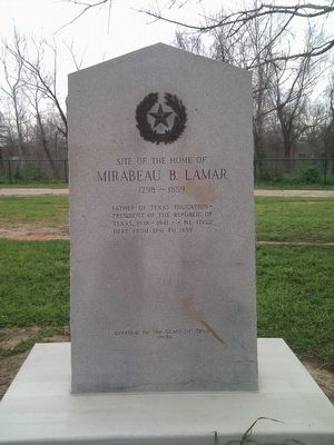 Site of the Home of Mirabeau B. Lamar Marker image. Click for full size.