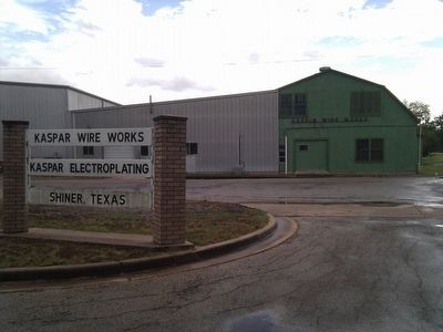 Kaspar Wire Works Sign and Building image. Click for full size.
