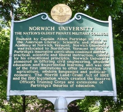Norwich University Marker. Click for full size. Norwich University Marker image. Click for full size.