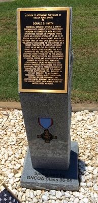 Award of Air Force Cross to Donald G. Smith Marker image. Click for full size.