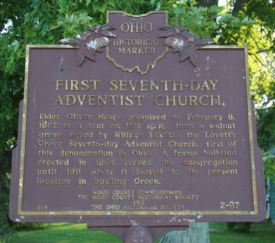 First Seventh-Day Adventist Church Marker. Click for full size. First Seventh-Day Adventist Church Marker image. Click for full size.