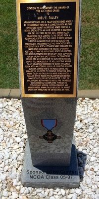 Award of Air Force Cross to Joel E. Talley Marker. Click for full size. Award of Air Force Cross to Joel E. Talley Marker image. Click for full size.