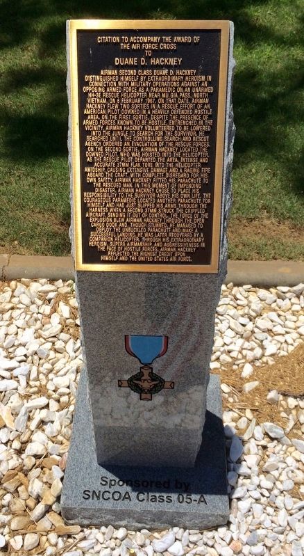 Award of Air Force Cross to Duane D. Hackney Marker image. Click for full size.