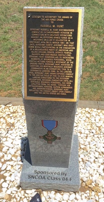 Award of Air Force Cross to Russell M. Hunt Marker image. Click for full size.