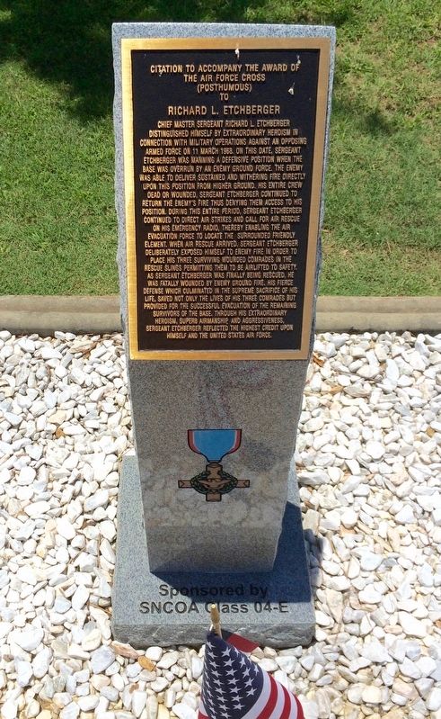 Award of Air Force Cross to Richard L. Etchberger Marker. Click for full size. Award of Air Force Cross to Richard L. Etchberger Marker image. Click for full size.