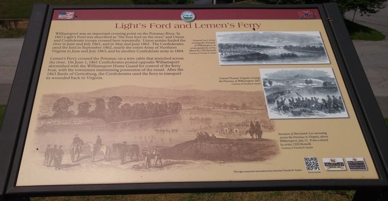 Light's Ford and Lemen's Ferry Marker image. Click for full size.