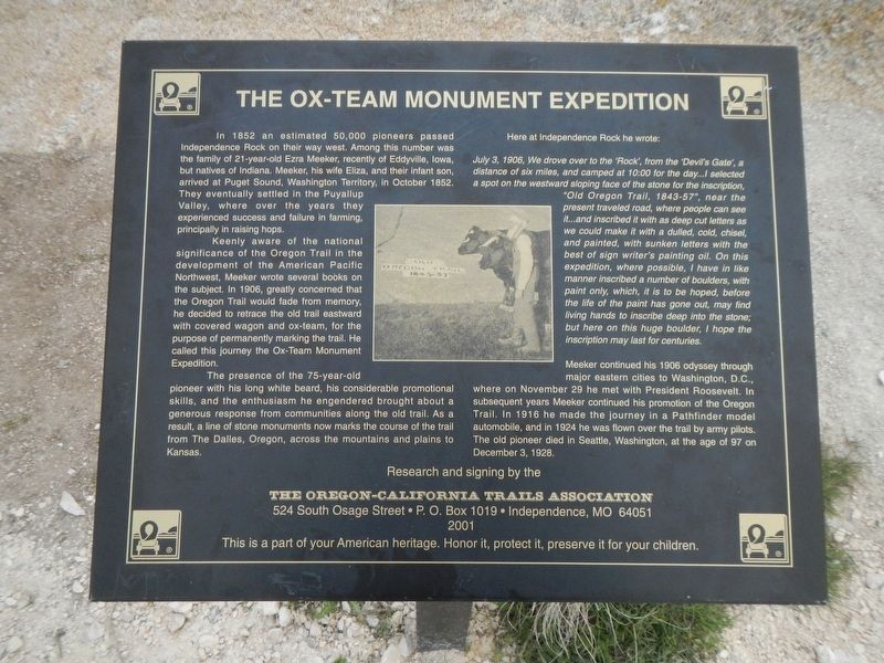 The Ox-Team Monument Expedition Marker. Click for full size. The Ox-Team Monument Expedition Marker image. Click for full size.