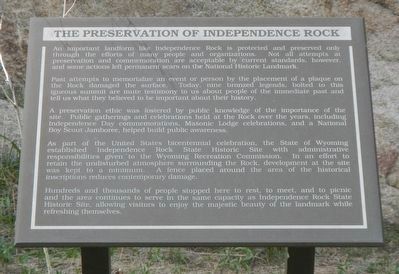 The Preservation of Independence Rock Marker. Click for full size. The Preservation of Independence Rock Marker image. Click for full size.
