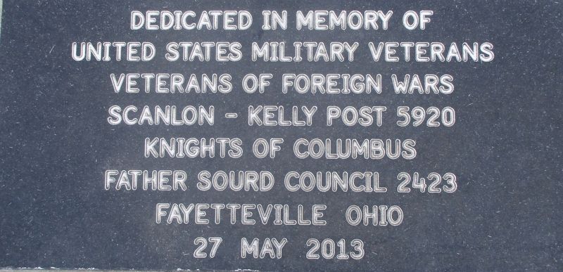Fayetteville Veterans Memorial Marker. Click for full size. Fayetteville Veterans Memorial Marker image. Click for full size.