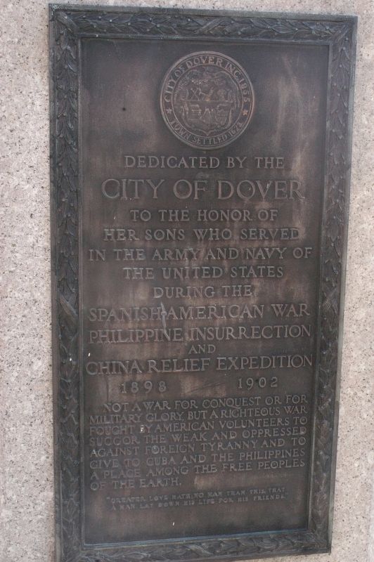 Dover NH Spanish American War Memorial/USS Maine Memorial Marker image. Click for full size.