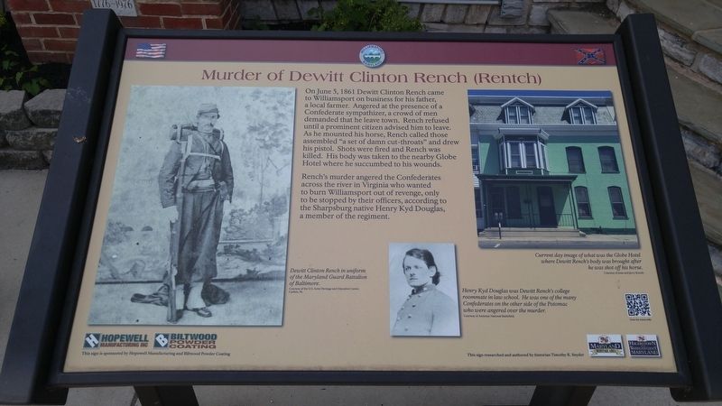 Murder of Dewitt Clinton Rench (Rentch) Marker image. Click for full size.