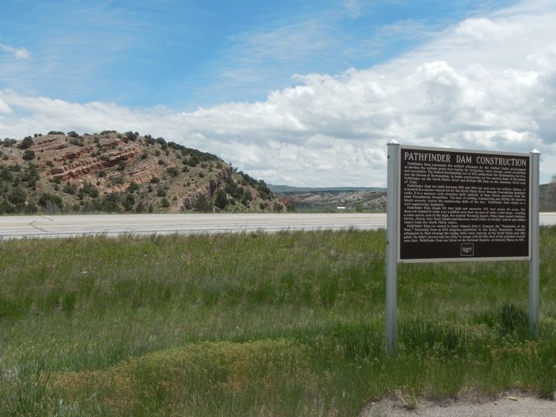 Pathfinder Dam Construction Marker. Click for full size. Pathfinder Dam Construction Marker image. Click for full size.
