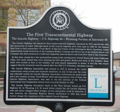The First Transcontinental Highway Marker image. Click for full size.