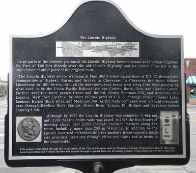 The First Transcontinental Highway Marker, reverse image. Click for full size.