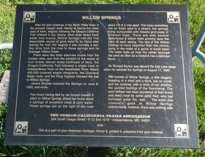 Willow Springs Marker image. Click for full size.
