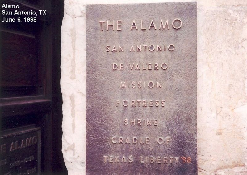 The Alamo Marker-located on the grounds of the Mission image. Click for full size.
